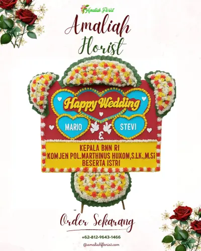 Karangan Papan Bunga Pernikahan di Mangkukusuman